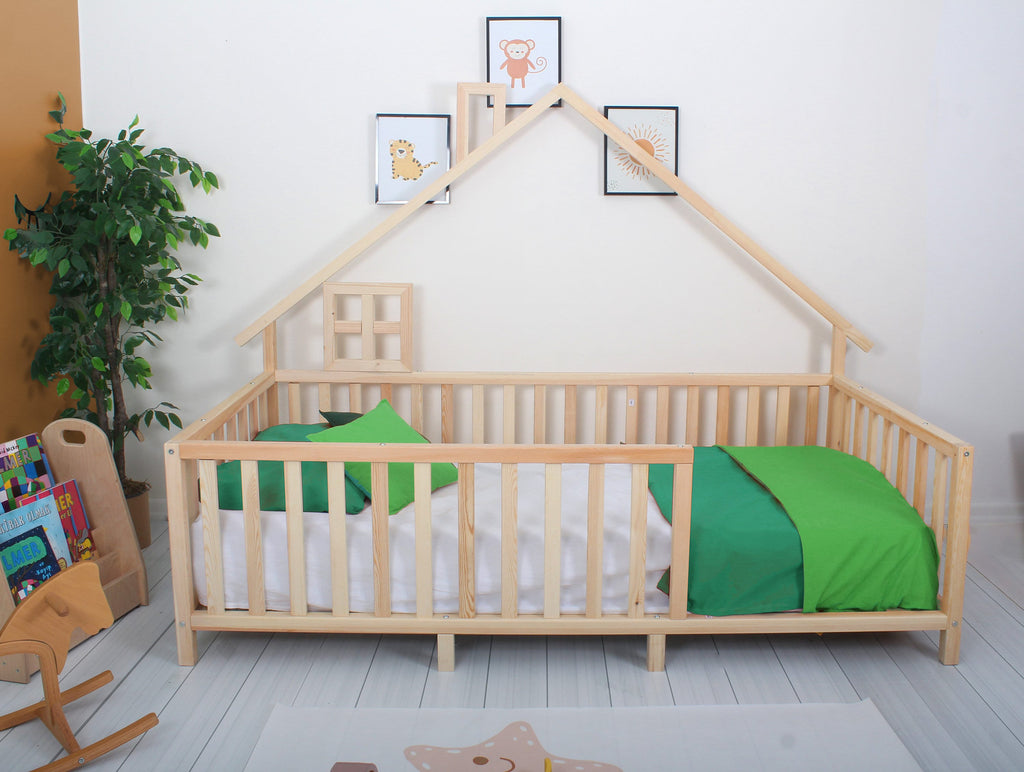 the bed is located on the floor, it allows children to experience greater freedom of movement and also teaches them to be more independent, as they can get in and out of bed themselves, without needing assistance from parents. 